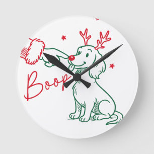 Christmas Boop Dachshund Dog Round Clock