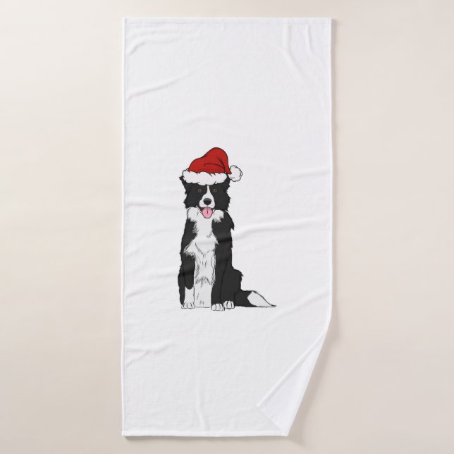 Christmas Border Collie   Bath Towel (Bath Towel)