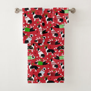 Christmas Border Collie Bath Towel Set
