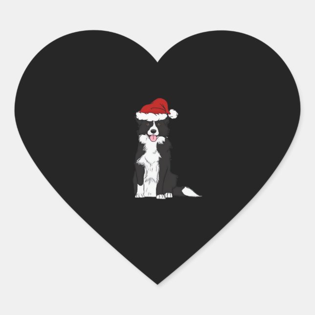 Christmas Border Collie Classic T-Shirt Heart Sticker (Front)