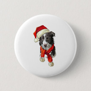 Christmas Border Collie dog 6 Cm Round Badge