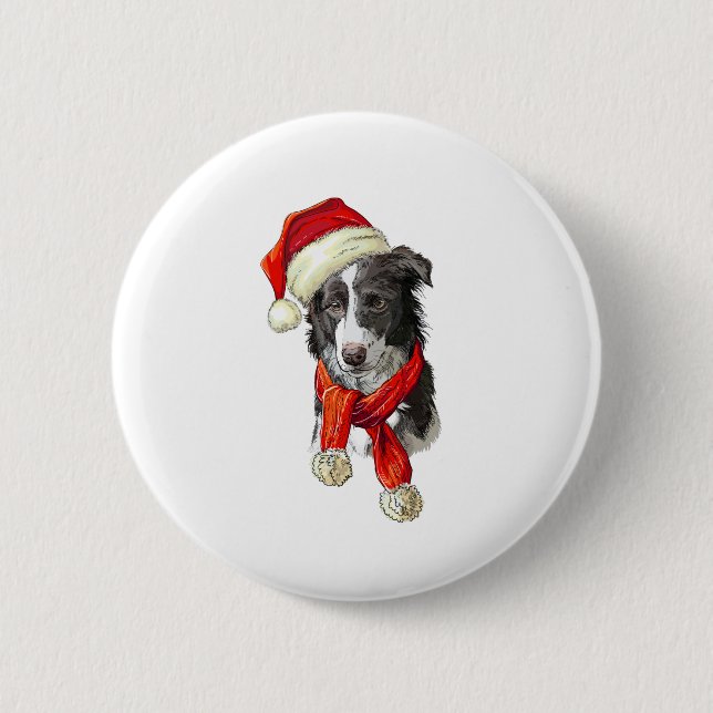 Christmas Border Collie dog 6 Cm Round Badge (Front)