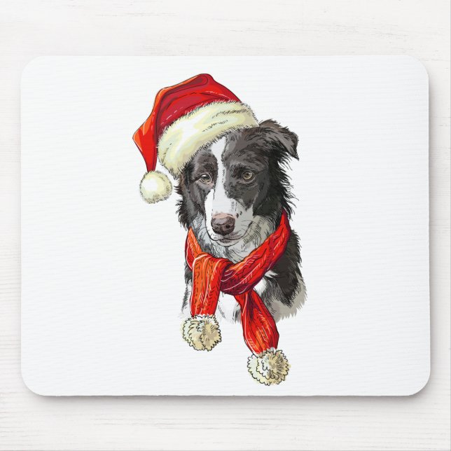Christmas Border Collie dog Mouse Pad (Front)