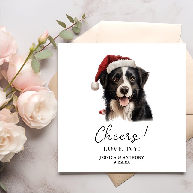 Christmas Border Collie Dog Personalised Cheers Napkin (Creator Uploaded)