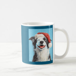 Christmas Border Collie Light Blue  Coffee Mug