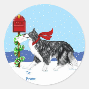 Christmas Border Collie Mail Gift Tags