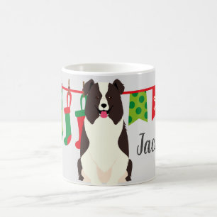 Christmas Border Collie Personalised Coffee Mug