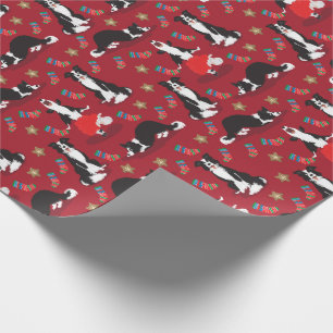 Christmas Border Collie red Wrapping Paper