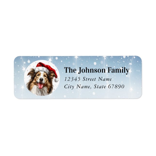 Christmas Border Collie Return Address Labels (Front)