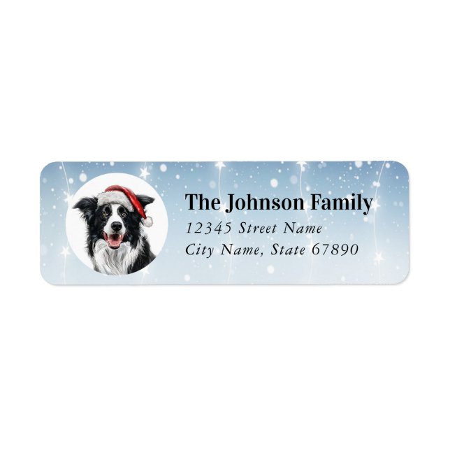 Christmas Border Collie Return Address Labels (Front)