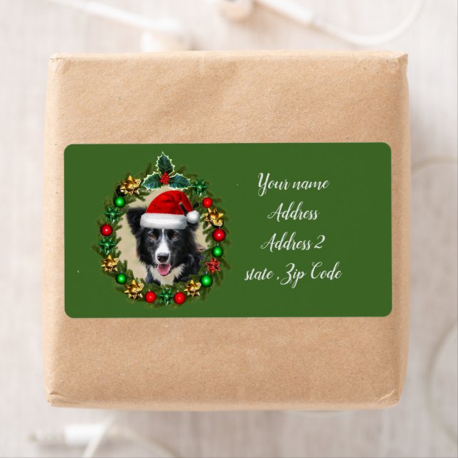 Christmas Border Collie shipping address labels (Insitu)