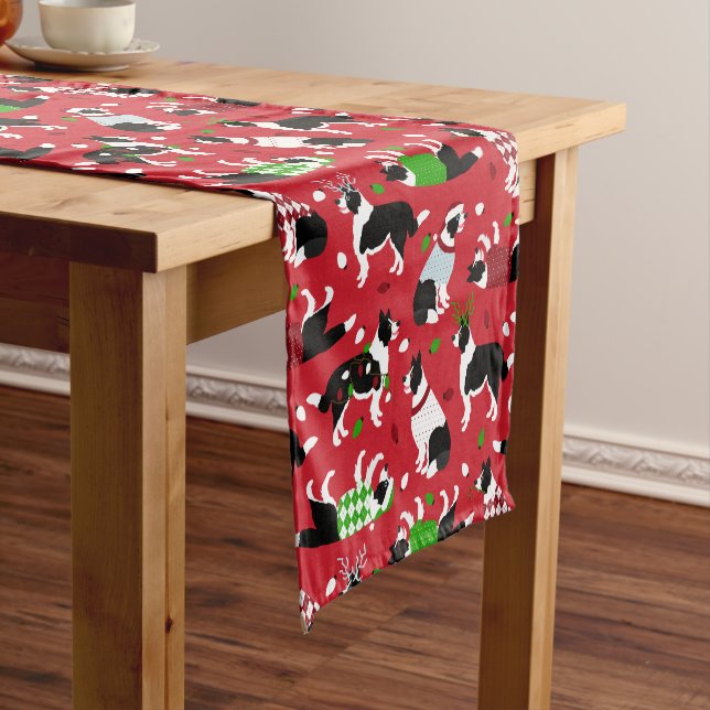 Christmas Border Collie Short Table Runner (In Situ)