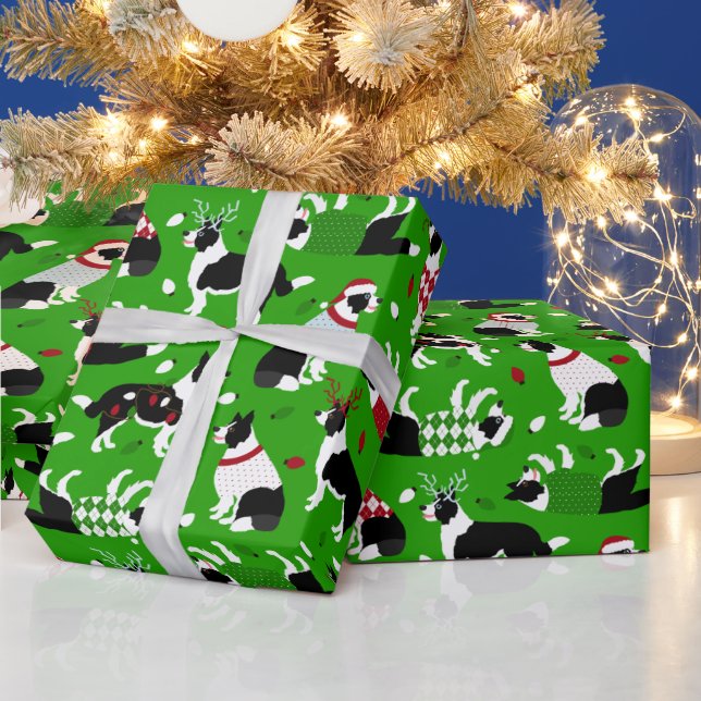 Christmas Border Collie Wrapping Paper (Holidays)