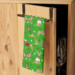 Christmas Border Terrier Kitchen Towel