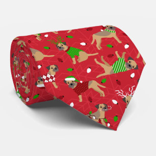Christmas Border Terrier Tie