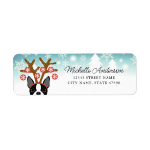 Christmas Boston Terrier Address Labels