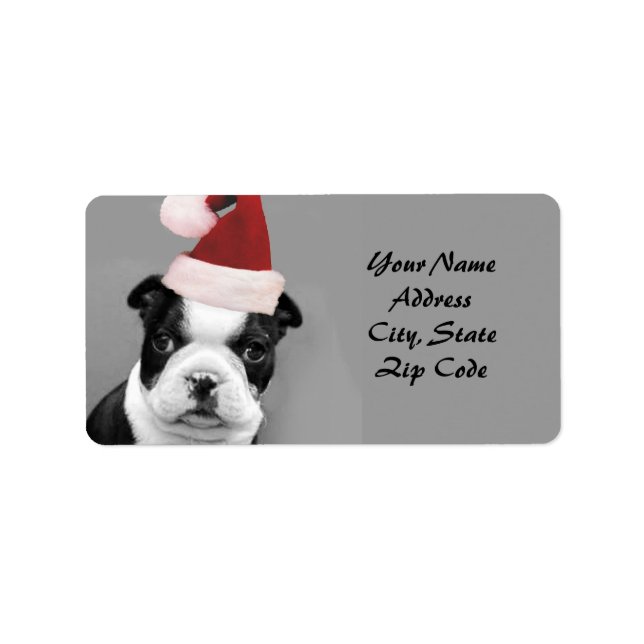 Christmas Boston Terrier address labels (Front)
