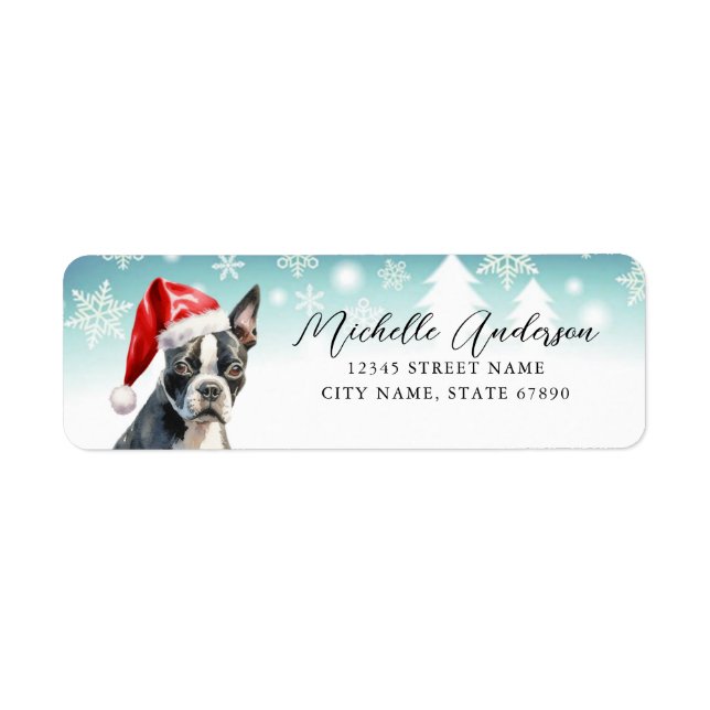 Christmas Boston Terrier Address Labels (Front)