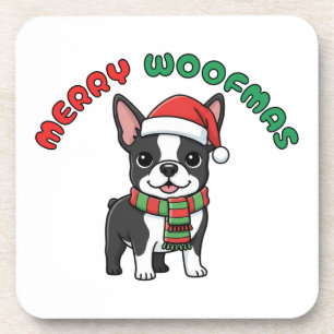 Christmas Boston Terrier Coaster: Merry Woofmas Coaster