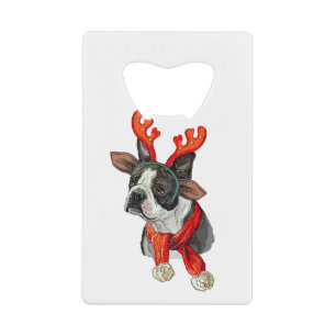 Christmas Boston terrier dog
