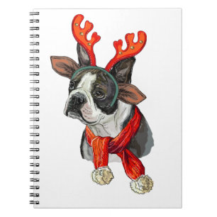 Christmas Boston terrier dog Notebook