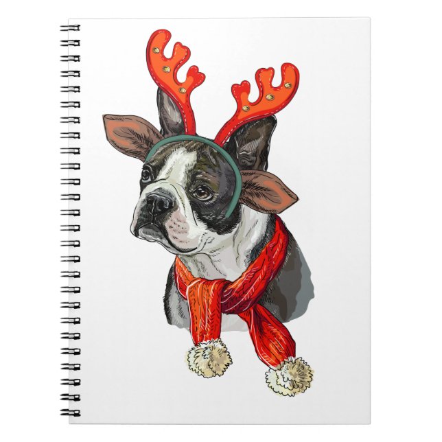 Christmas Boston terrier dog Notebook (Front)