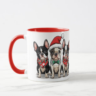 Christmas Boston Terrier Dogs Mug