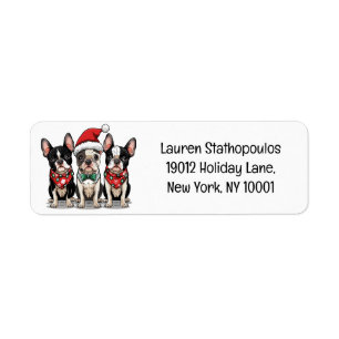 Christmas Boston Terrier Dogs Return Address Label