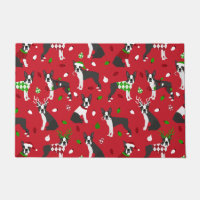 Christmas Boston Terrier Doormat