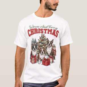 Christmas Boston Terrier Family Holiday T-Shirt