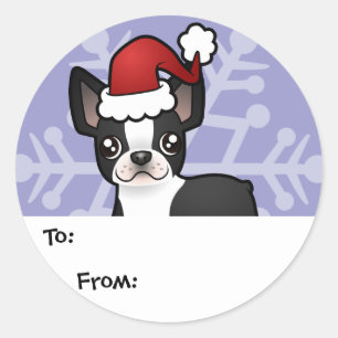 Christmas Boston Terrier Gift Tags