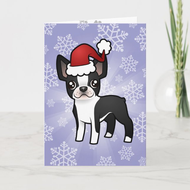 Christmas Boston Terrier Holiday Card (Front)