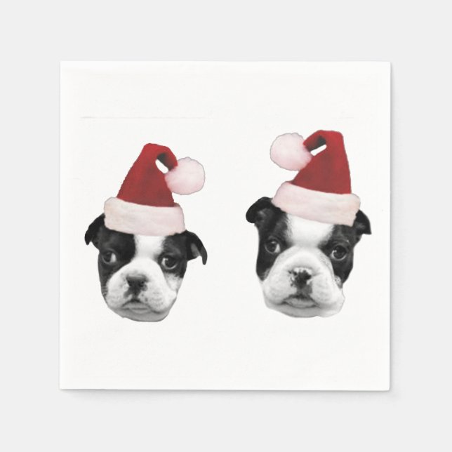 Christmas Boston Terrier puppies Napkin (Front)