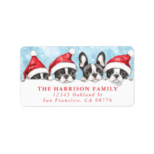 Christmas Boston Terrier Return Address Label