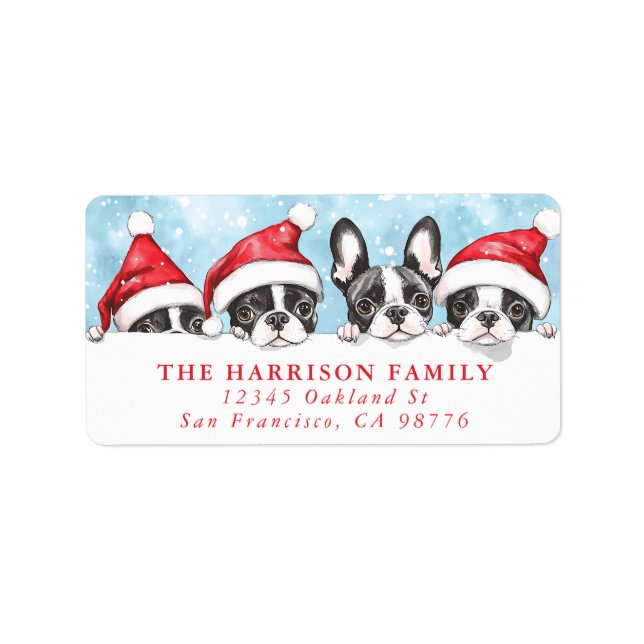 Christmas Boston Terrier Return Address Label (Front)