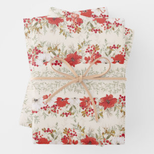 christmas botanical abundance elegant foliage wrapping paper sheet