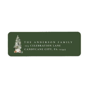 Christmas Botanical and Floral Greenery Return Address Label