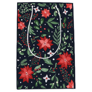 Christmas Botanical Berries Farmhouse Country Wr Medium Gift Bag