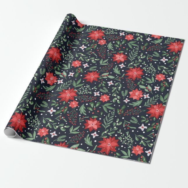 Christmas Botanical Berries Farmhouse Country   Wrapping Paper (Unrolled)