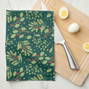 Christmas Botanical Greenery Berry Classic Tea Towel