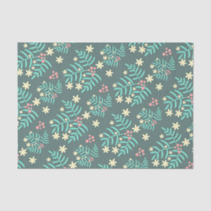 Christmas Botanical Leaves and Berries Pattern Tissue Paper
