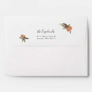 Christmas Botanical Return Address  Envelope