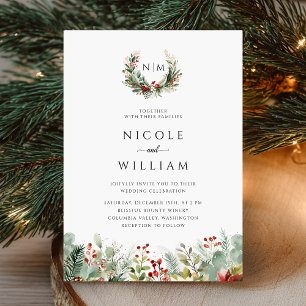 Christmas Botanical Wedding Invitation