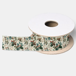 Christmas Botanical Winter Gift Wrap Accent Ribbon Satin Ribbon