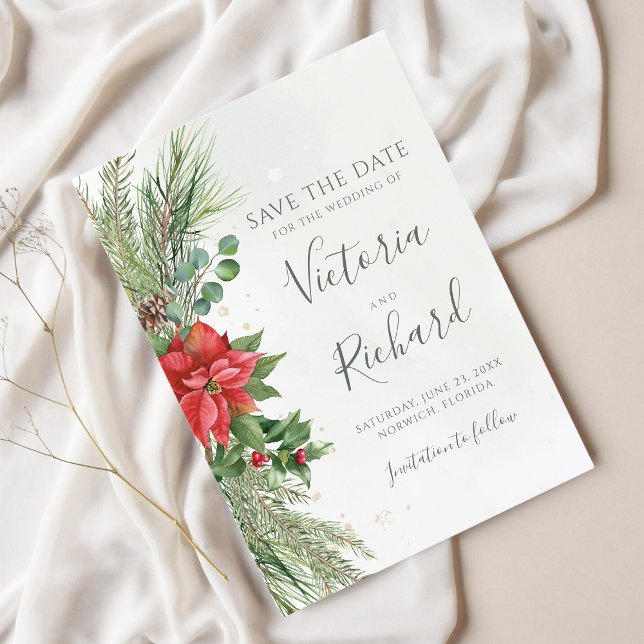 Christmas Botanical Winter Greenery Wedding Save The Date (Creator Uploaded)