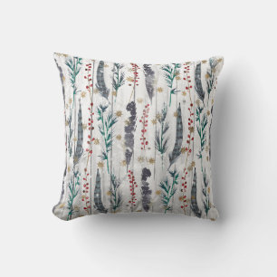 Christmas Botanical Wooden Planks Cushion