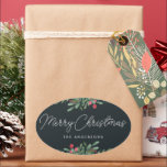 Christmas Botanicals Holiday Gift Oval Sticker<br><div class="desc">Custom-designed Christmas stickers featuring rustic elegant winter botanicals design.</div>