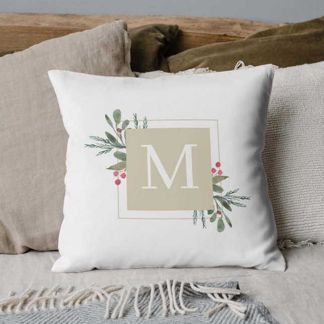 Christmas Botanicals Monogram Cushion (Creator Uploaded)
