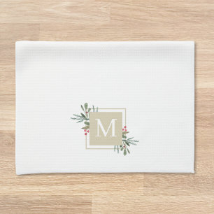 Christmas Botanicals Monogram Tea Towel