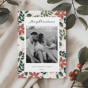 Christmas Botanicals Two Sided Family Photo Holiday Card